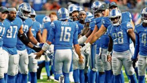 Detroit Lions high fiving