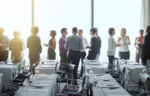 People mingling at networking event